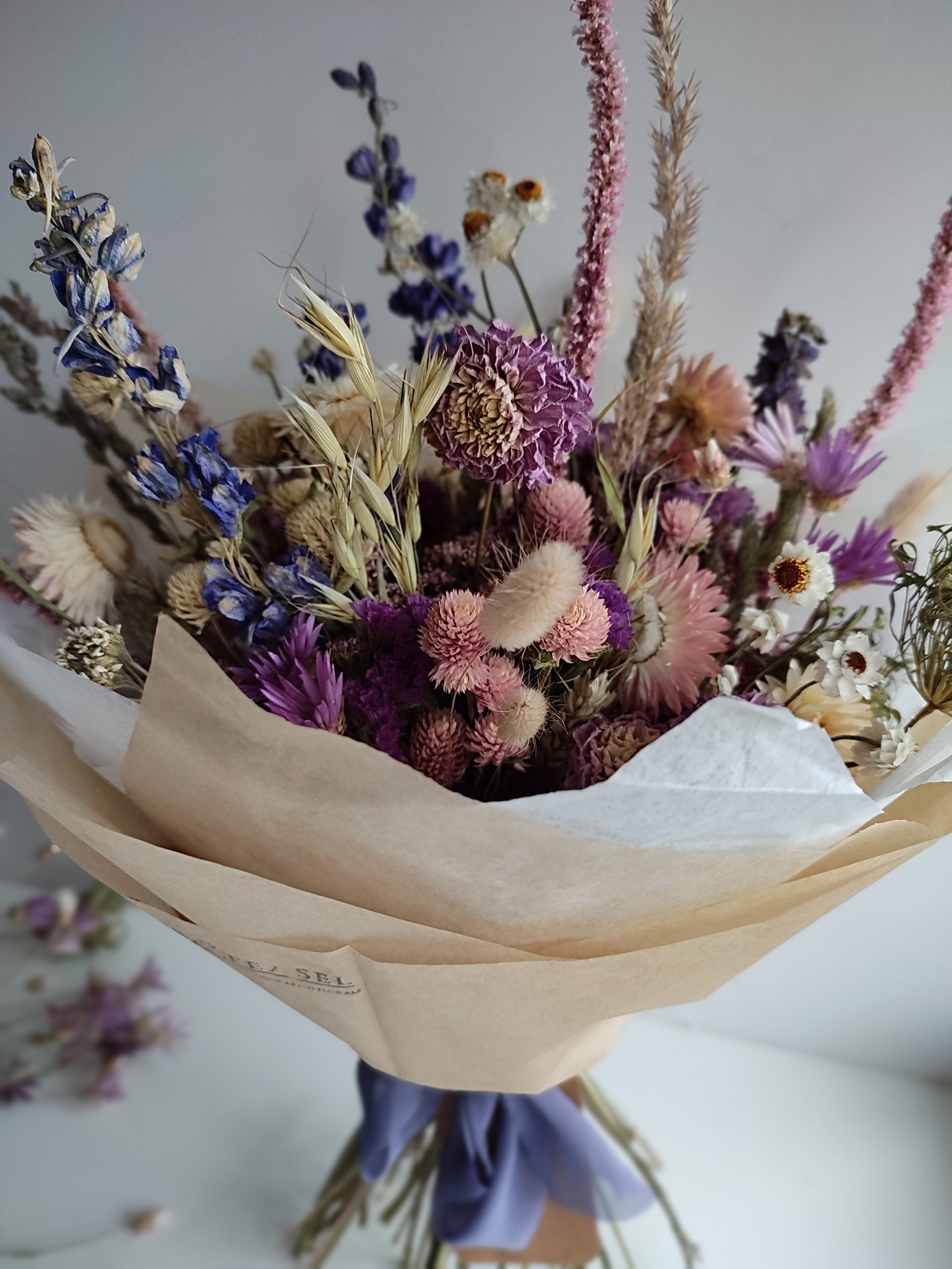 Dried Flower Cottage Garden Bouquet Iris Teasel