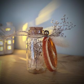 A Set of Three Eucalyptus, Citrus & Gypsophila Christmas Wish Bottle Decorations