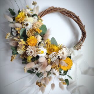 Dried Flower Yellow & White Spring Wreath
