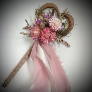 Bespoke Heart Shaped Dried Flower Wand