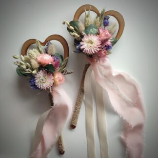 Bespoke Heart Shaped Dried Flower Wand